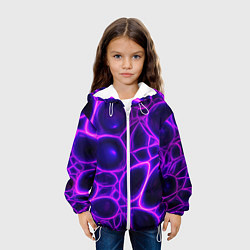 Куртка с капюшоном детская Фиолетовы неоновые соты, цвет: 3D-белый — фото 2