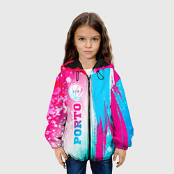 Куртка с капюшоном детская Porto neon gradient style по-вертикали, цвет: 3D-черный — фото 2