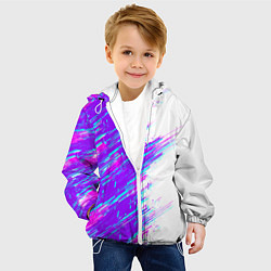 Куртка с капюшоном детская Neon glitch, цвет: 3D-белый — фото 2