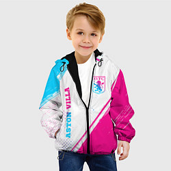 Куртка с капюшоном детская Aston Villa neon gradient style вертикально, цвет: 3D-черный — фото 2