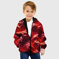 Куртка с капюшоном детская Эффект текстуры мятой красной бумаги, цвет: 3D-черный — фото 2