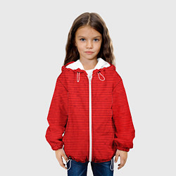 Куртка с капюшоном детская Алый полосатый, цвет: 3D-белый — фото 2