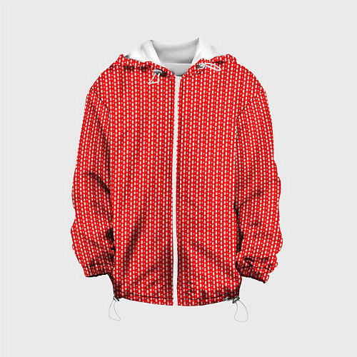 Детская куртка Красный в белые маленькие полоски / 3D-Белый – фото 1