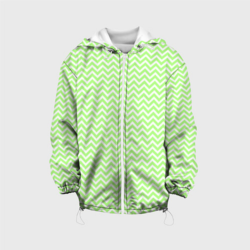 Детская куртка Светло-зелёный ломаные полосы / 3D-Белый – фото 1