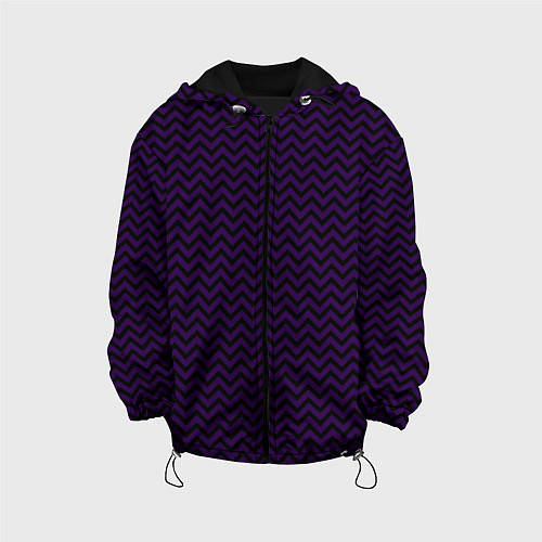 Детская куртка Чёрно-фиолетовый ломаные полосы / 3D-Черный – фото 1