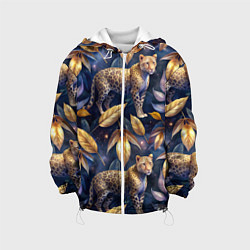 Детская куртка Леопард с золотыми листьями паттерны