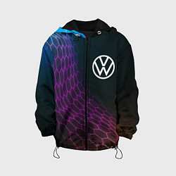Куртка с капюшоном детская Volkswagen neon hexagon, цвет: 3D-черный