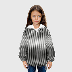 Куртка с капюшоном детская Серые вертикальные линии, цвет: 3D-белый — фото 2