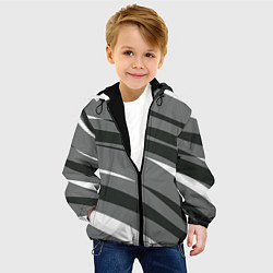 Куртка с капюшоном детская Серые с белым полосами, цвет: 3D-черный — фото 2