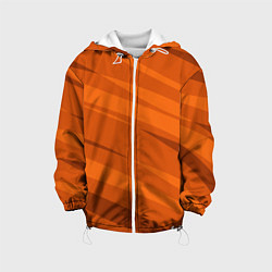 Куртка с капюшоном детская Тёмный оранжевый полосами, цвет: 3D-белый