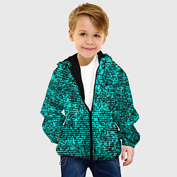 Куртка с капюшоном детская Ярко-голубой в чёрную текстурированную полоску, цвет: 3D-черный — фото 2