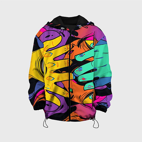 Детская куртка Психоделические руки / 3D-Черный – фото 1