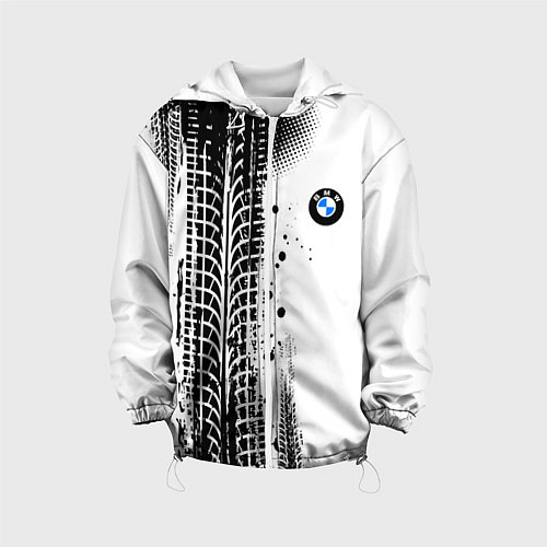 Детская куртка БМВ - следы от шин / 3D-Белый – фото 1