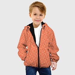 Куртка с капюшоном детская Оранжевый мелкий рисунок, цвет: 3D-черный — фото 2