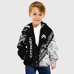 Куртка с капюшоном детская Ситроен: следы от шин, цвет: 3D-черный — фото 2