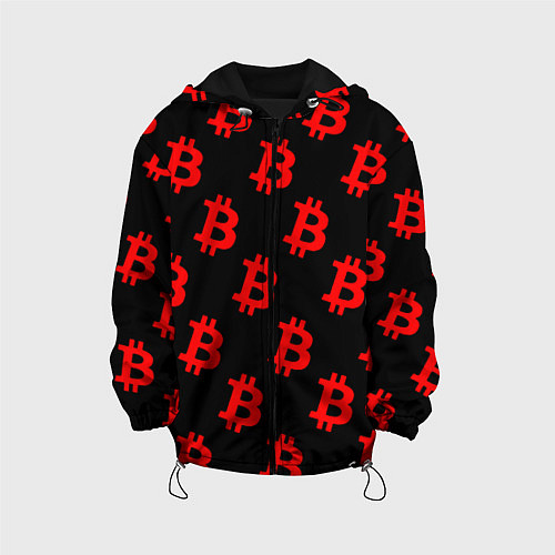 Детская куртка Bitcoin red logo money / 3D-Черный – фото 1