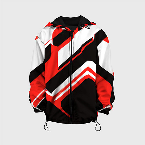 Детская куртка Бело-красные линии на чёрном фоне / 3D-Черный – фото 1