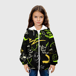 Куртка с капюшоном детская Неоновый смайл, цвет: 3D-белый — фото 2