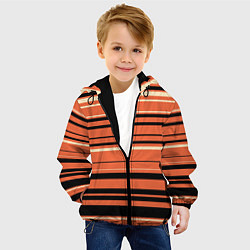 Куртка с капюшоном детская Оранжевый полосами, цвет: 3D-черный — фото 2