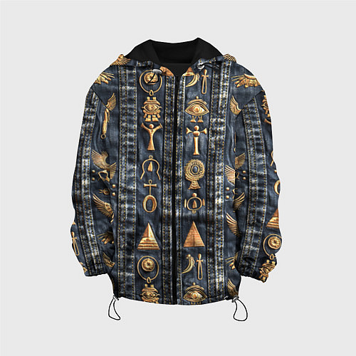 Детская куртка Египетские символы на дениме / 3D-Черный – фото 1