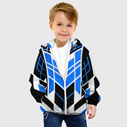 Куртка с капюшоном детская Blue and black stripes on a white background, цвет: 3D-белый — фото 2