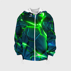 Детская куртка Неоновые яркие зеленые разломленные плиты со свето