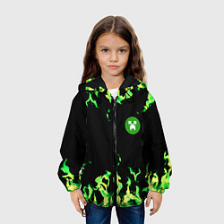 Куртка с капюшоном детская Minecraft green flame, цвет: 3D-черный — фото 2
