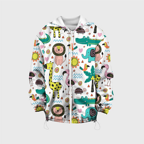 Детская куртка Животные джунглей / 3D-Белый – фото 1