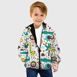 Куртка с капюшоном детская Животные джунглей, цвет: 3D-черный — фото 2
