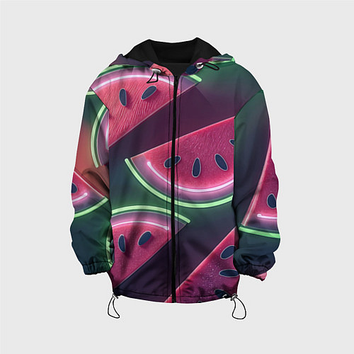Детская куртка Дольки арбуза неон / 3D-Черный – фото 1