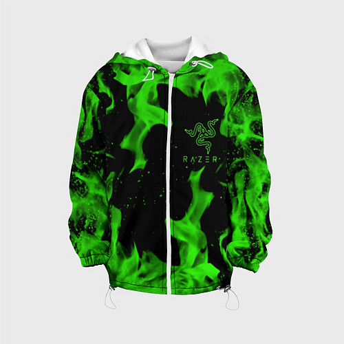 Детская куртка Razer зелёный огонь / 3D-Белый – фото 1