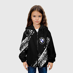 Куртка с капюшоном детская BMW : автомобильные текстуры шин, цвет: 3D-черный — фото 2