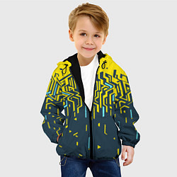 Куртка с капюшоном детская Яркий абстрактный геометрический рисунок для спорт, цвет: 3D-черный — фото 2