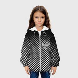 Куртка с капюшоном детская Россия клетка паттерн, цвет: 3D-белый — фото 2