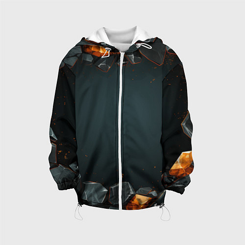 Детская куртка Текстурные темные и золотые камни / 3D-Белый – фото 1