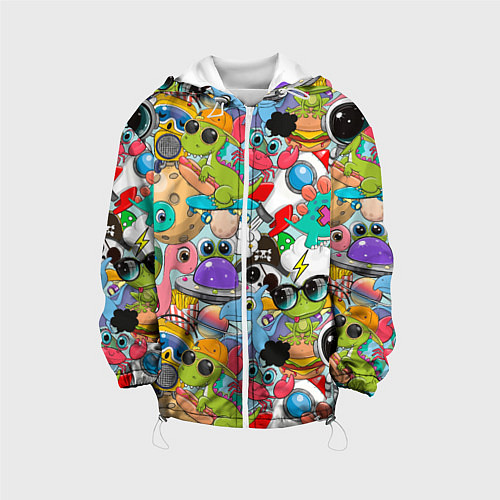 Детская куртка Разноцветные мультяшные персонажи / 3D-Белый – фото 1