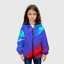 Куртка с капюшоном детская Неоновые полосы геометрия, цвет: 3D-черный — фото 2