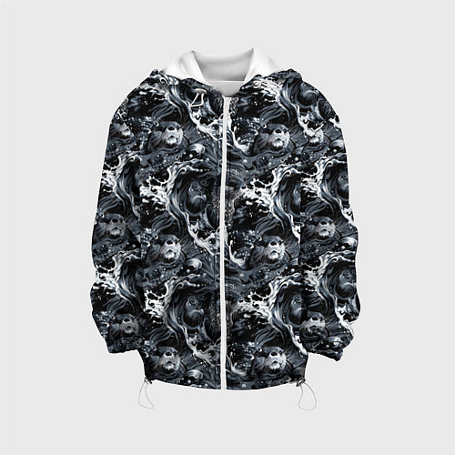 Детская куртка Выдры купаются в речке - паттерн / 3D-Белый – фото 1