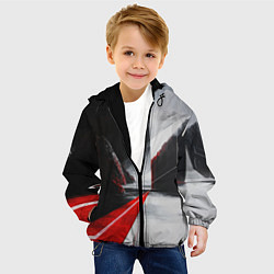 Куртка с капюшоном детская Футуристичный пейзаж в стиле авангард, цвет: 3D-черный — фото 2