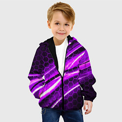 Куртка с капюшоном детская Неоновая броня текстура, цвет: 3D-черный — фото 2