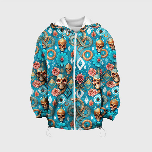 Детская куртка Паттерн змеи и черепа / 3D-Белый – фото 1