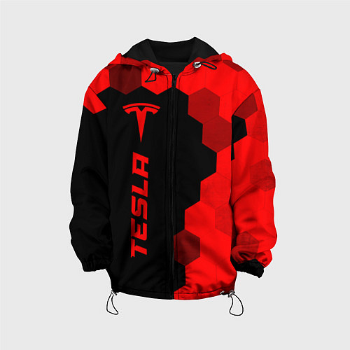 Детская куртка Tesla - red gradient по-вертикали / 3D-Черный – фото 1