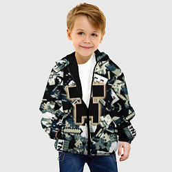 Куртка с капюшоном детская Логотип Minecraft и его персонажи, цвет: 3D-черный — фото 2