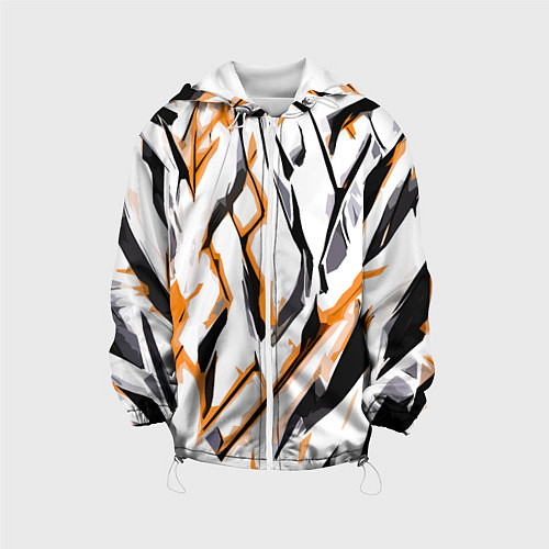 Детская куртка Чёрно-жёлтые агрессивные полосы на белом фоне / 3D-Белый – фото 1