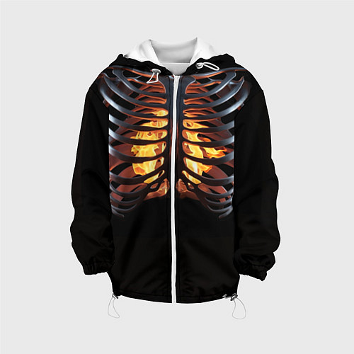 Детская куртка Огонь в груди скелета - костюм на хэллоуин / 3D-Белый – фото 1