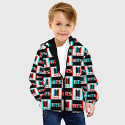 Куртка с капюшоном детская BTS glitch pattern, цвет: 3D-черный — фото 2