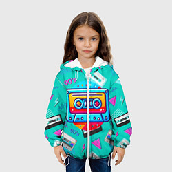 Куртка с капюшоном детская Кассеты и надпись 90s, цвет: 3D-белый — фото 2