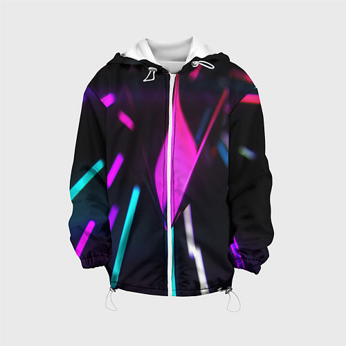 Детская куртка Оптические лучи неон / 3D-Белый – фото 1