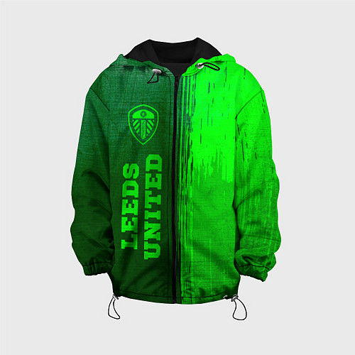 Детская куртка Leeds United - green gradient по-вертикали / 3D-Черный – фото 1