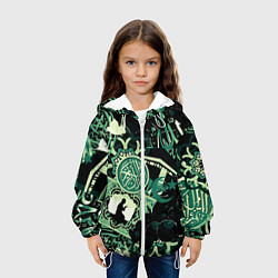 Куртка с капюшоном детская Полумесяц и мусульманские узоры, цвет: 3D-белый — фото 2